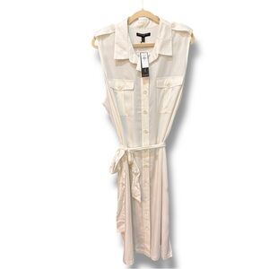 NWT. Banana Republic Ivory Belted Midi Dress. Size Extra Large